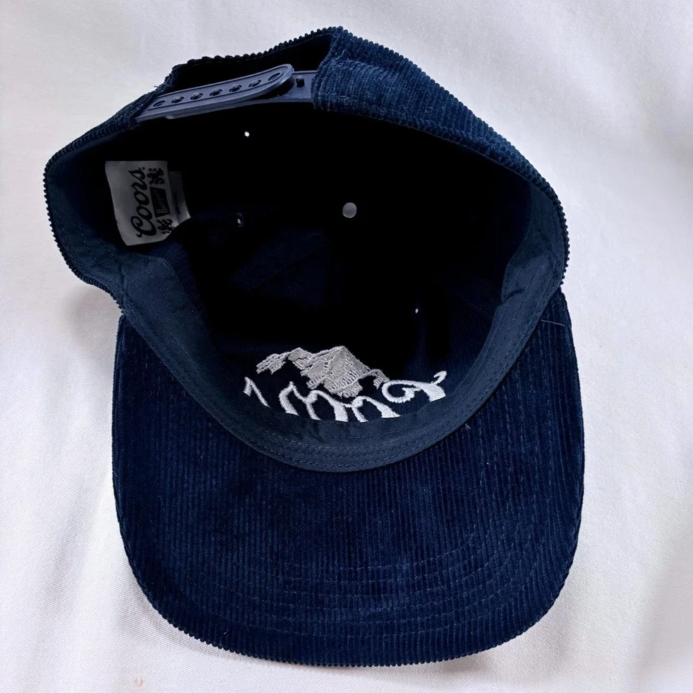 Coors Banquet Navy Blue Corduroy Embroidered Mountain Logo Snapback Cap
